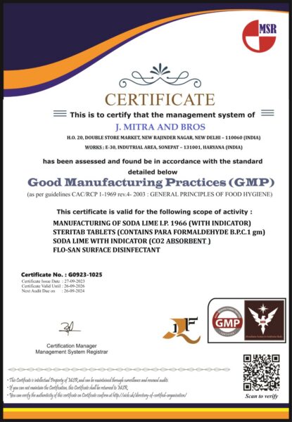 GMP Certificate — MSR · Good Manufacturing Practices