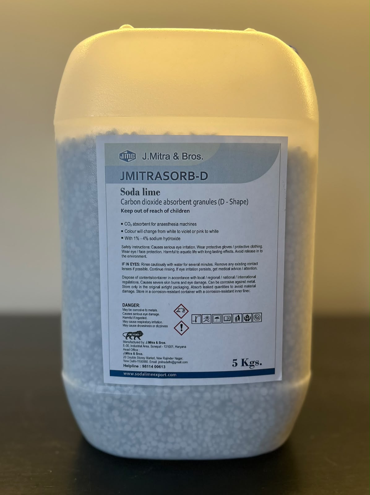 JMitraSorb-D soda lime canister (5 Kg) by J. Mitra & Bros.